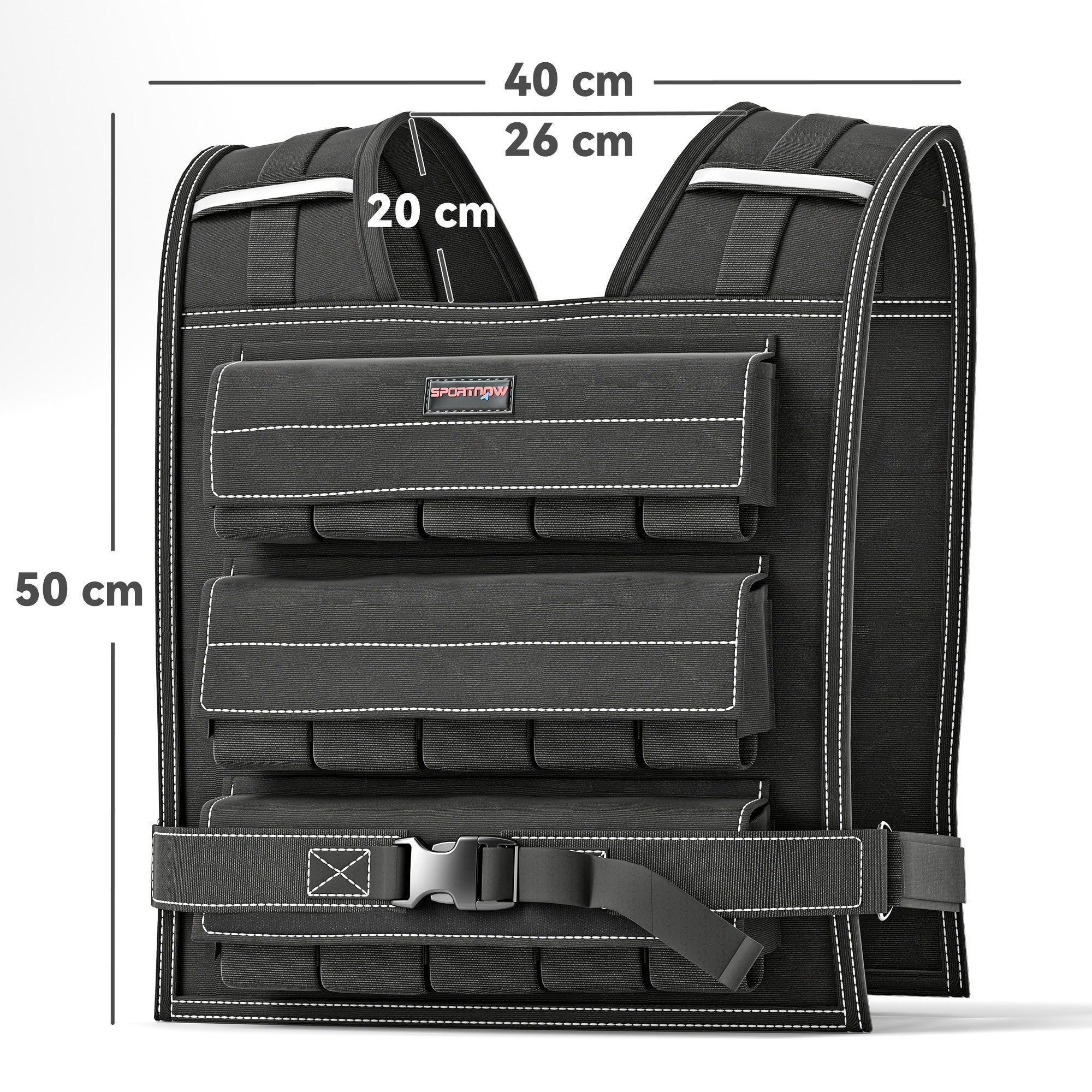 15KG Adjustable Weighted Vest, Running Weight Vest, with 30 Metal Weights, Reflective Strips, for Running, Exercise