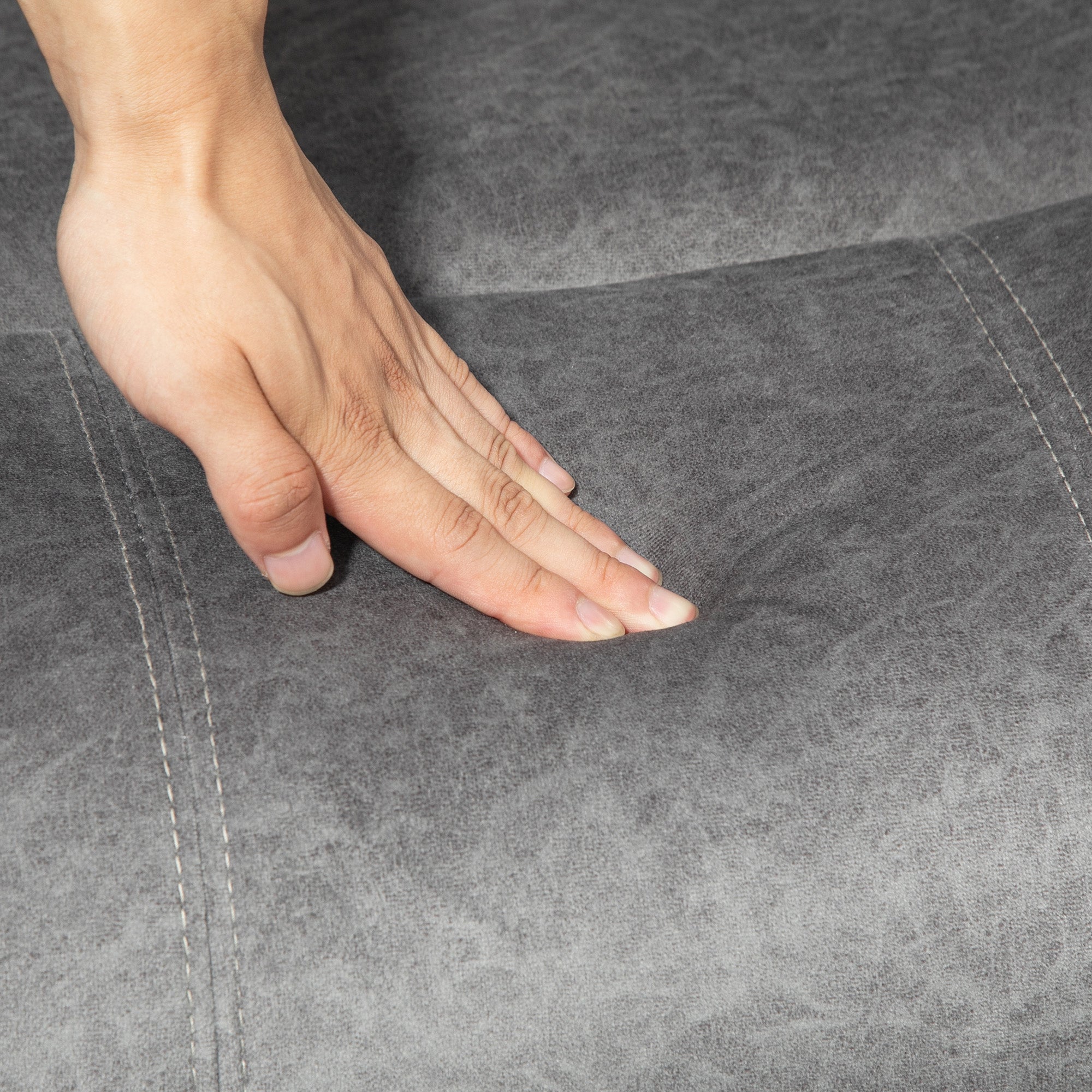 Microfibre Manual Reclining Armchair with Footrest - Grey