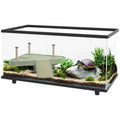 50L Glass Turtle Tank Aquarium with Basking Platform, Drainage & Strip Thermometer - Transparent