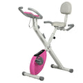 Folding Exercise Bike with Adjustable Magnetic Resistance - White and Pink