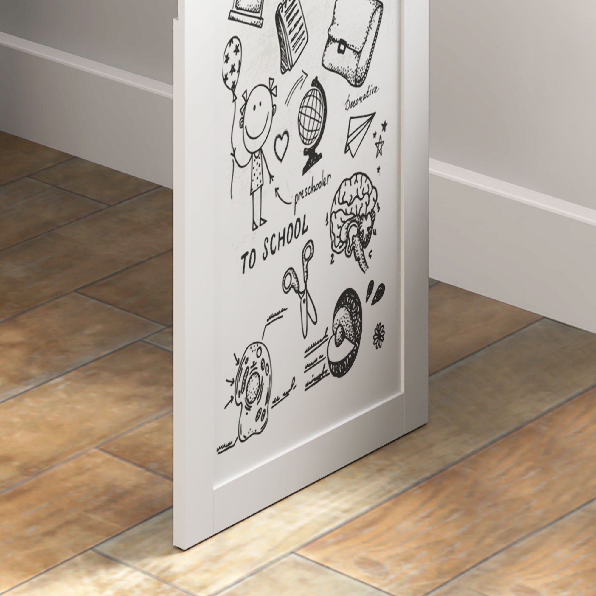 Three-Part Work Desk, with Storage and Writing Board - White