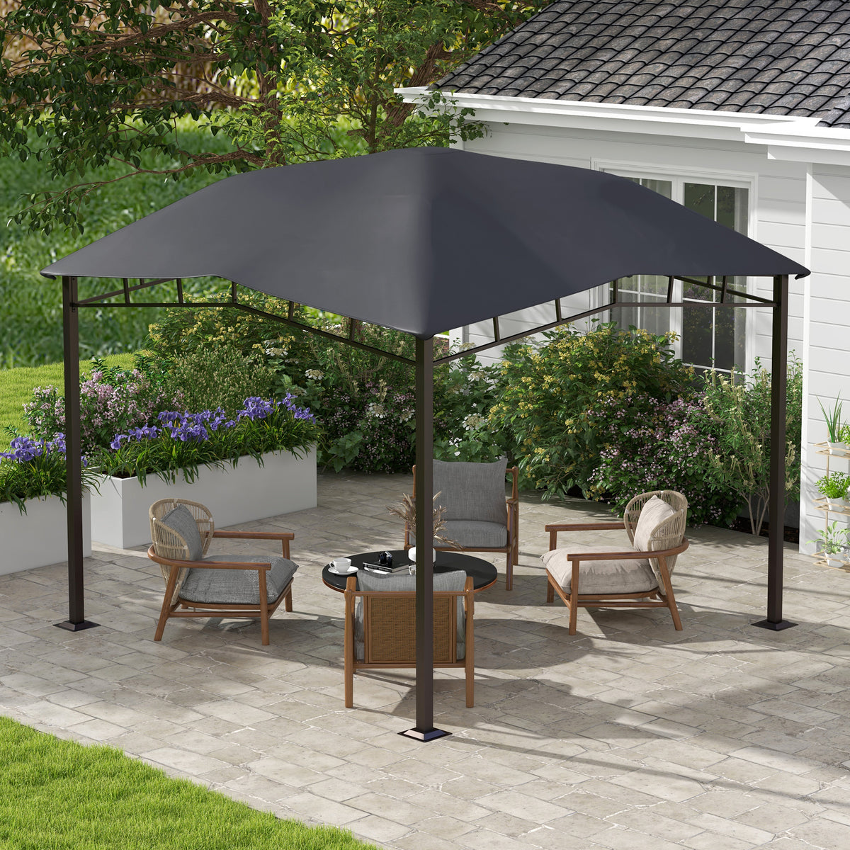 3x3 Metre Outdoor Gazebo Canopy Tent with Steel Frame - Grey