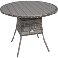 90cm Four-Person Wood-Effect Rattan Dining Table - Grey
