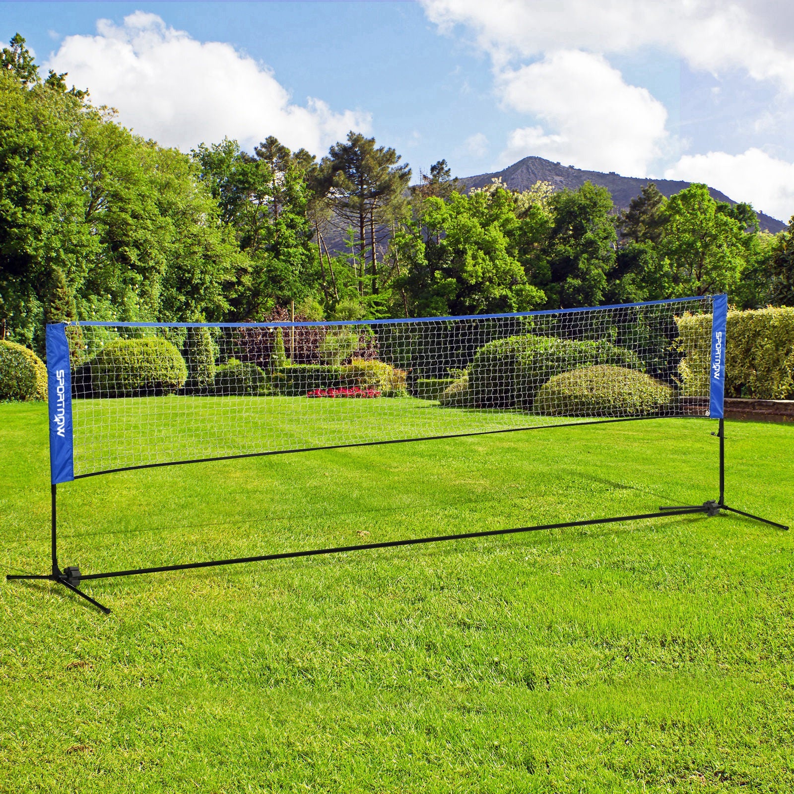 4m Badminton Net, Height Adjustable Outdoor Sports Net, with Carry Bag, for Tennis, Pickleball, Volleyball, Blue