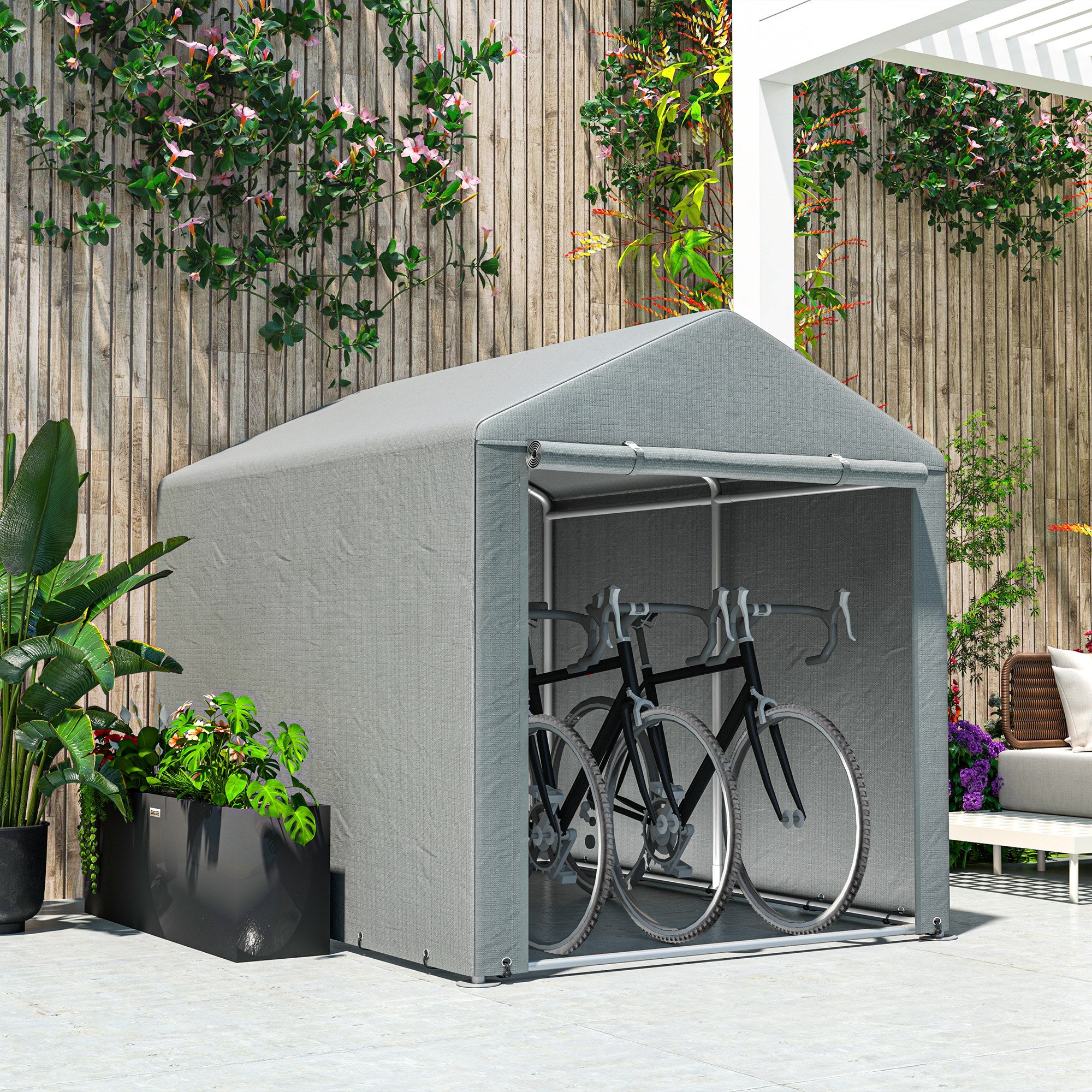 2.2 x 1.6 m Outdoor Storage Tent, with Accessories - Light Grey
