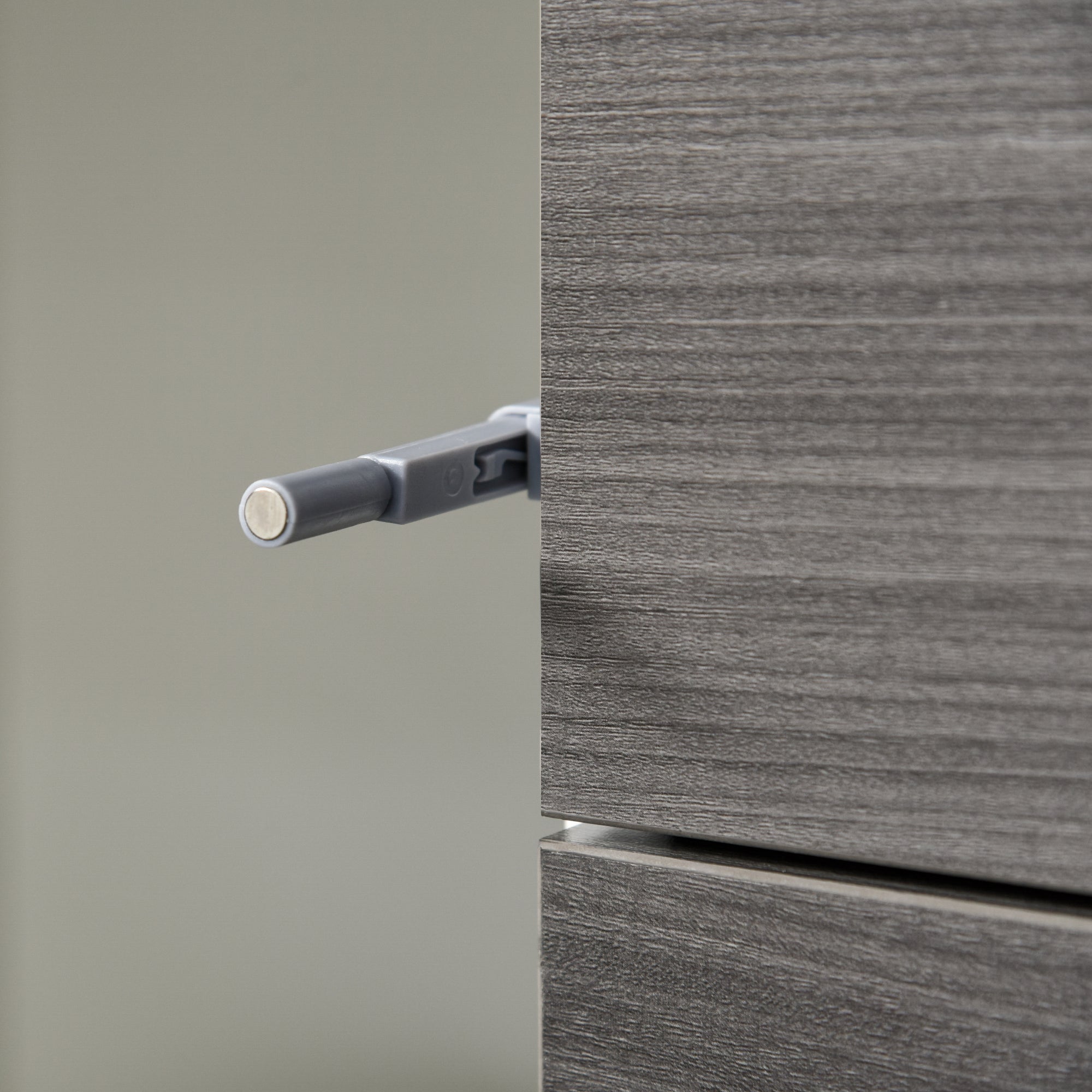 High Gloss Frame Sideboard, Side Cabinet, Push-Open Design with 2 Drawer for Living Room, Bedroom, Grey