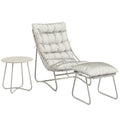 Bistro Set for Garden, 3 Piece Outdoor Table and Chair with Footstool and Removable Cushions, Comfy Balcony Furniture