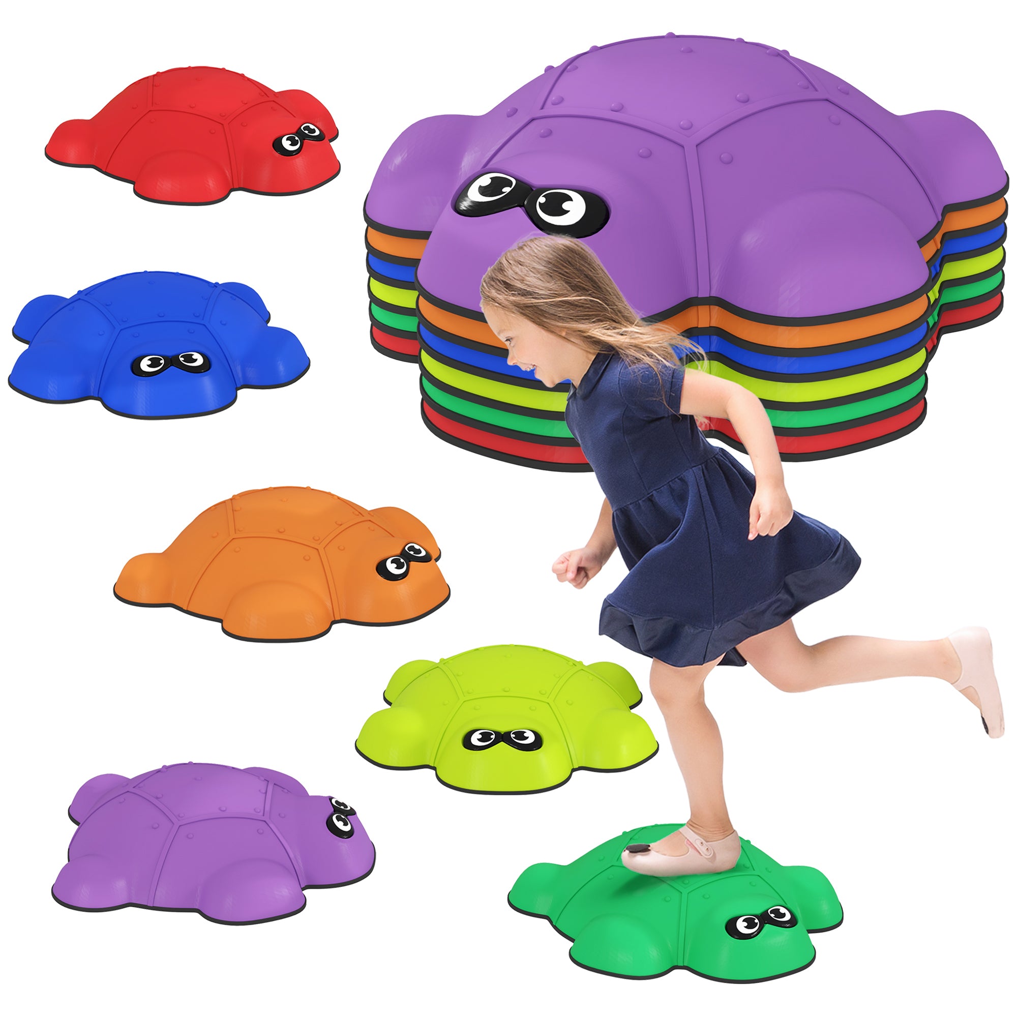 6 PCS Balance Stepping Stones with Non-slip Edge, Indoor Outdoor Obstacle Courses for Kids Ages 3-8 Years, Multicoloured