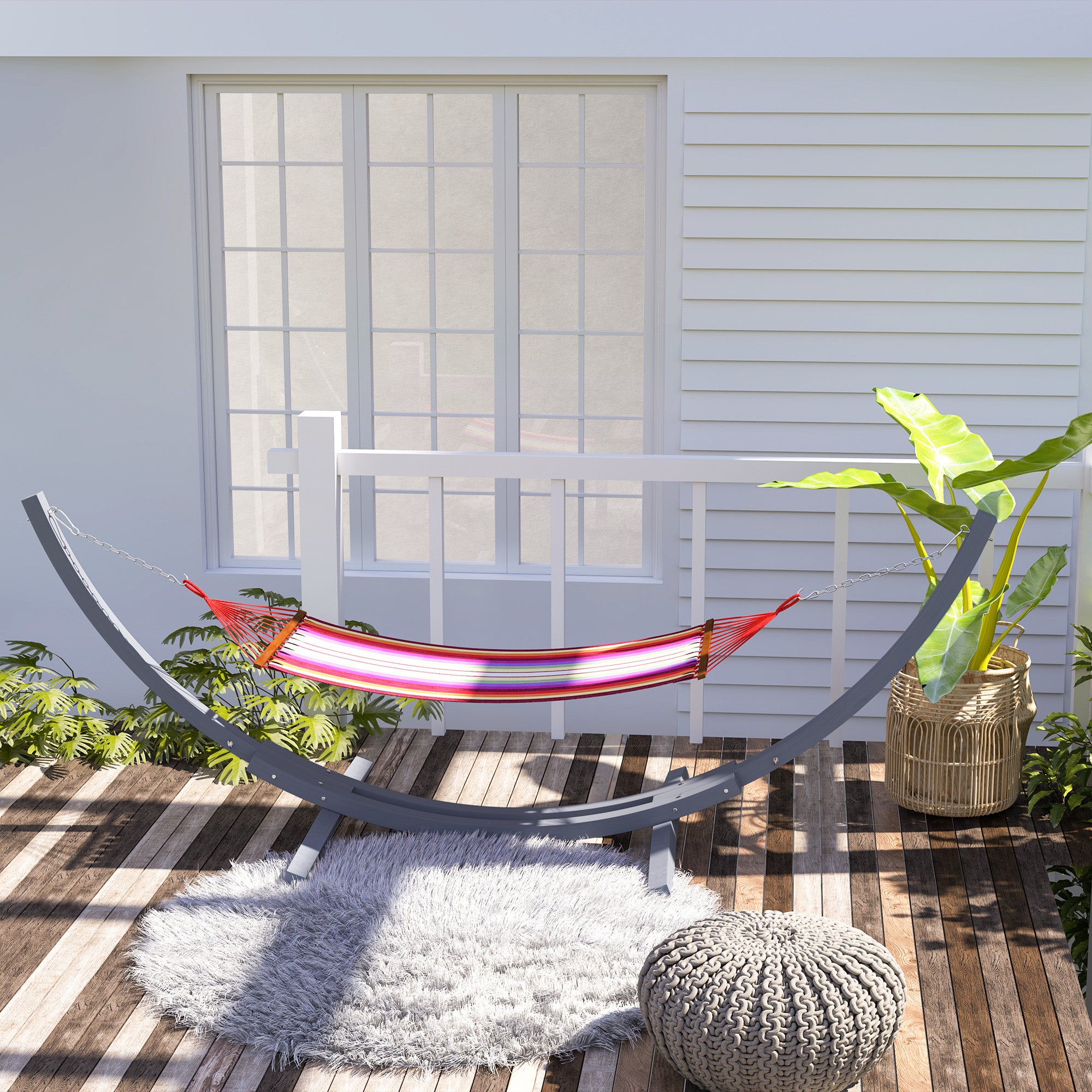 3.25m Wooden Hammock Stand Universal Fit - Grey Durable Solid Wood