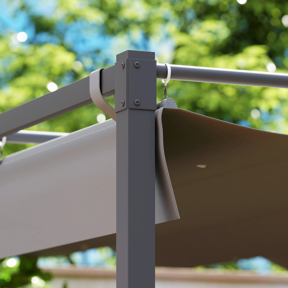 3 x 3 Metre Garden Pergola Kit with Retractable UPF30 Canopy - Grey