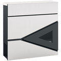 Wall Mounted Mailbox with Viewing Window and 2 Locks, Weatherproof Galvanised Steel Letterbox with Copper Core - Silver