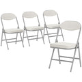 Set of Four Folding Corduroy Seat Chairs, Cream