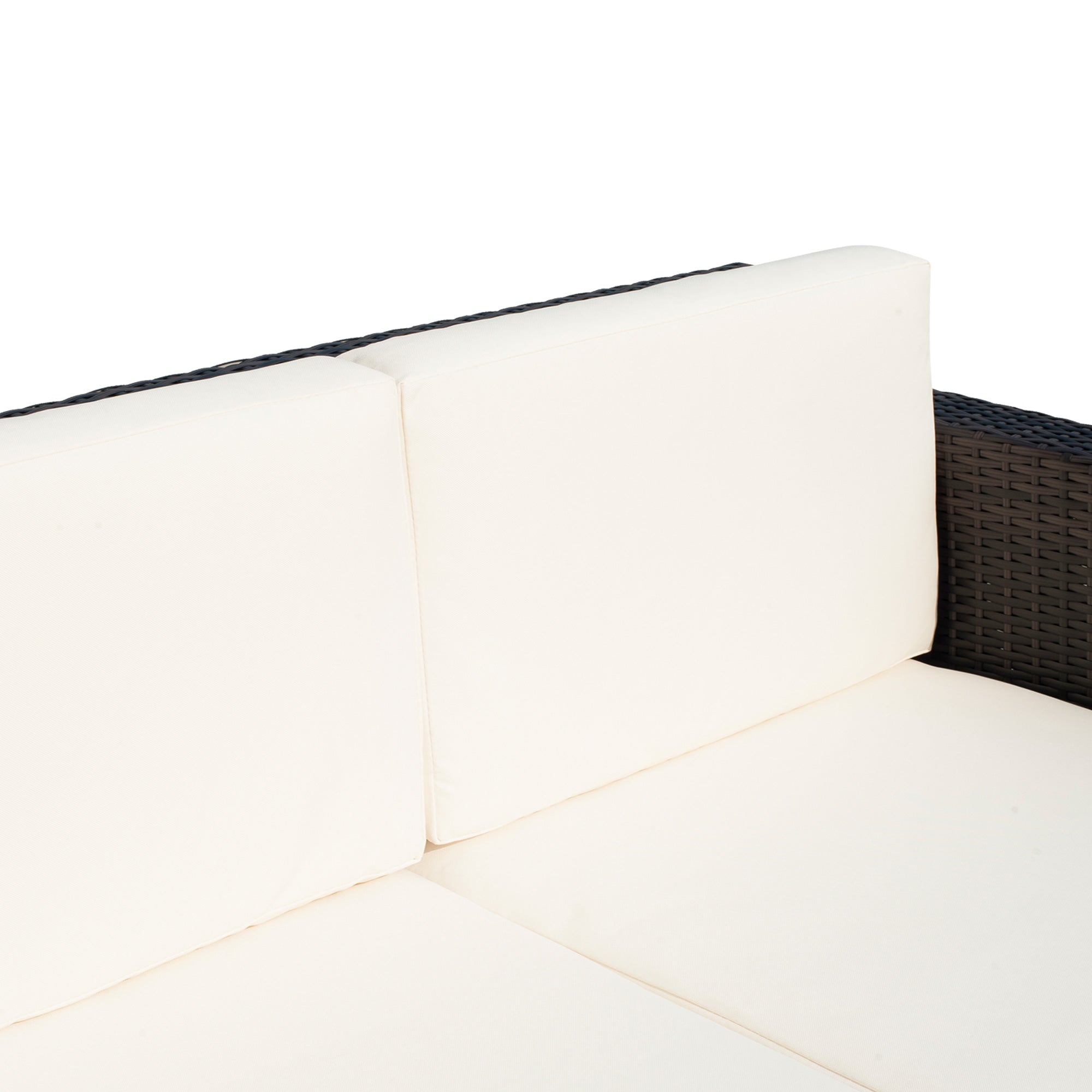 2 Seater Rattan Garden Sofa with Padded Cushions - Mixed Brown