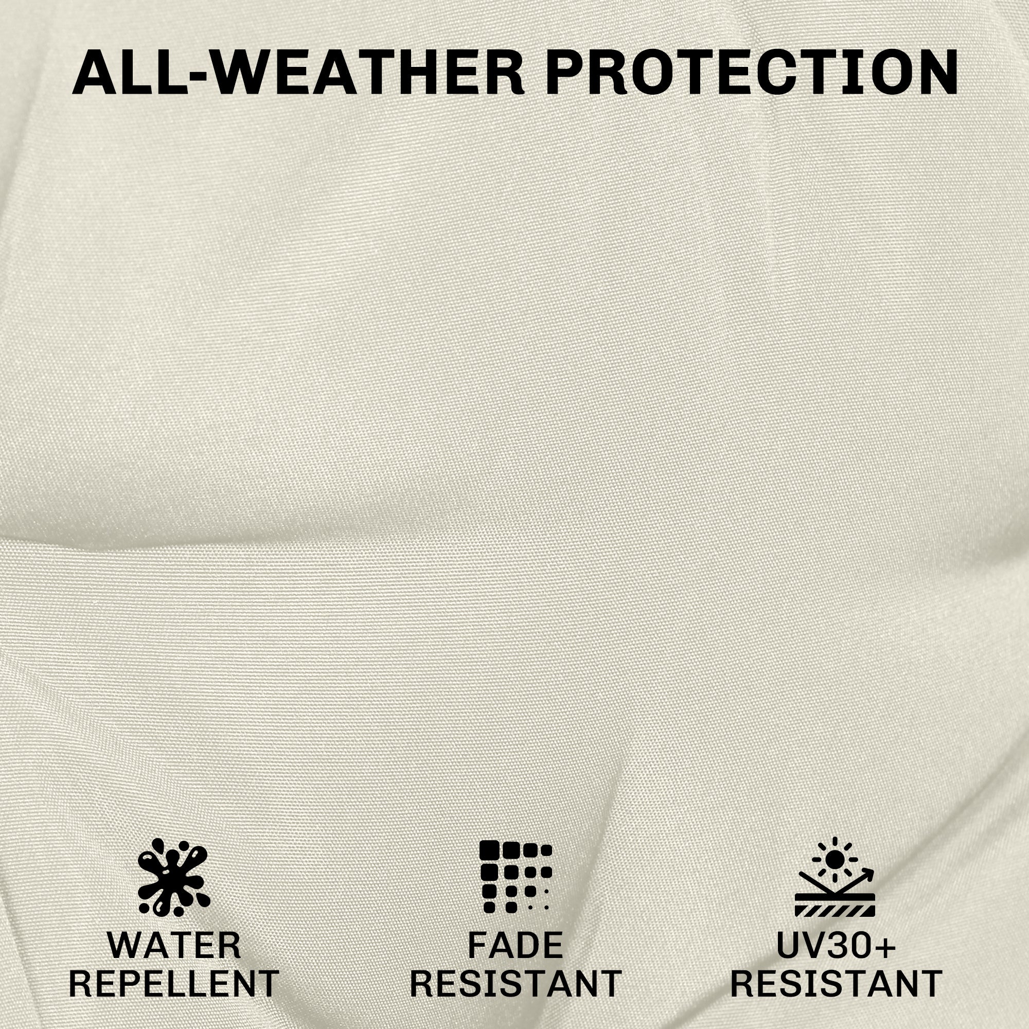 Outdoor Chair Seat Cushions Set of 2, Garden Chair Cushions with 7cm Thick Foam & Ties, Cream White