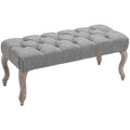 Tufted Upholstered Accent Bench Window Seat Bed End Stool Ottoman - Grey
