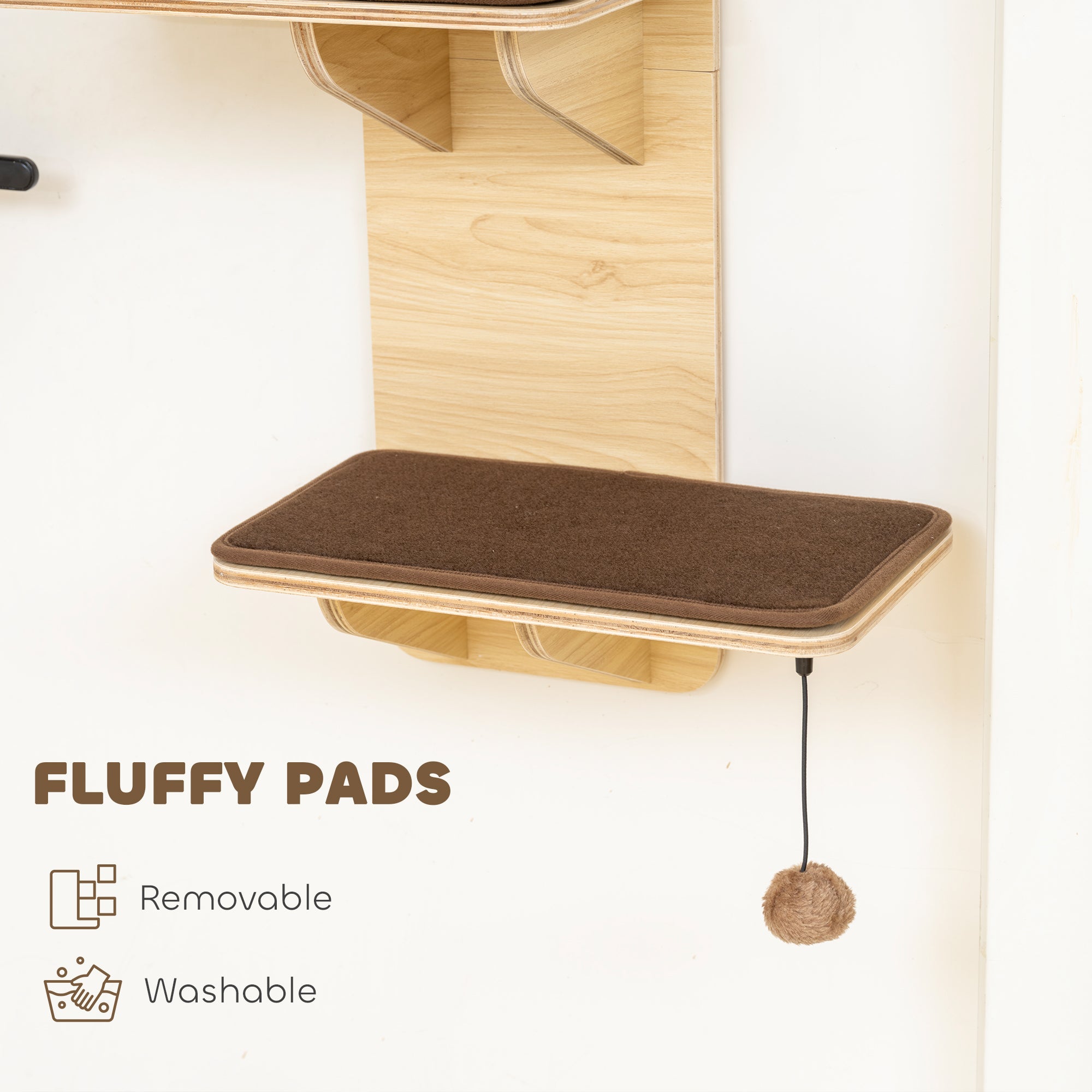 4-Level Door Mounted Cat Tree with Washable Plush Mats, Toy Balls, Door Hanging Cat Shelf for Indoor Cats