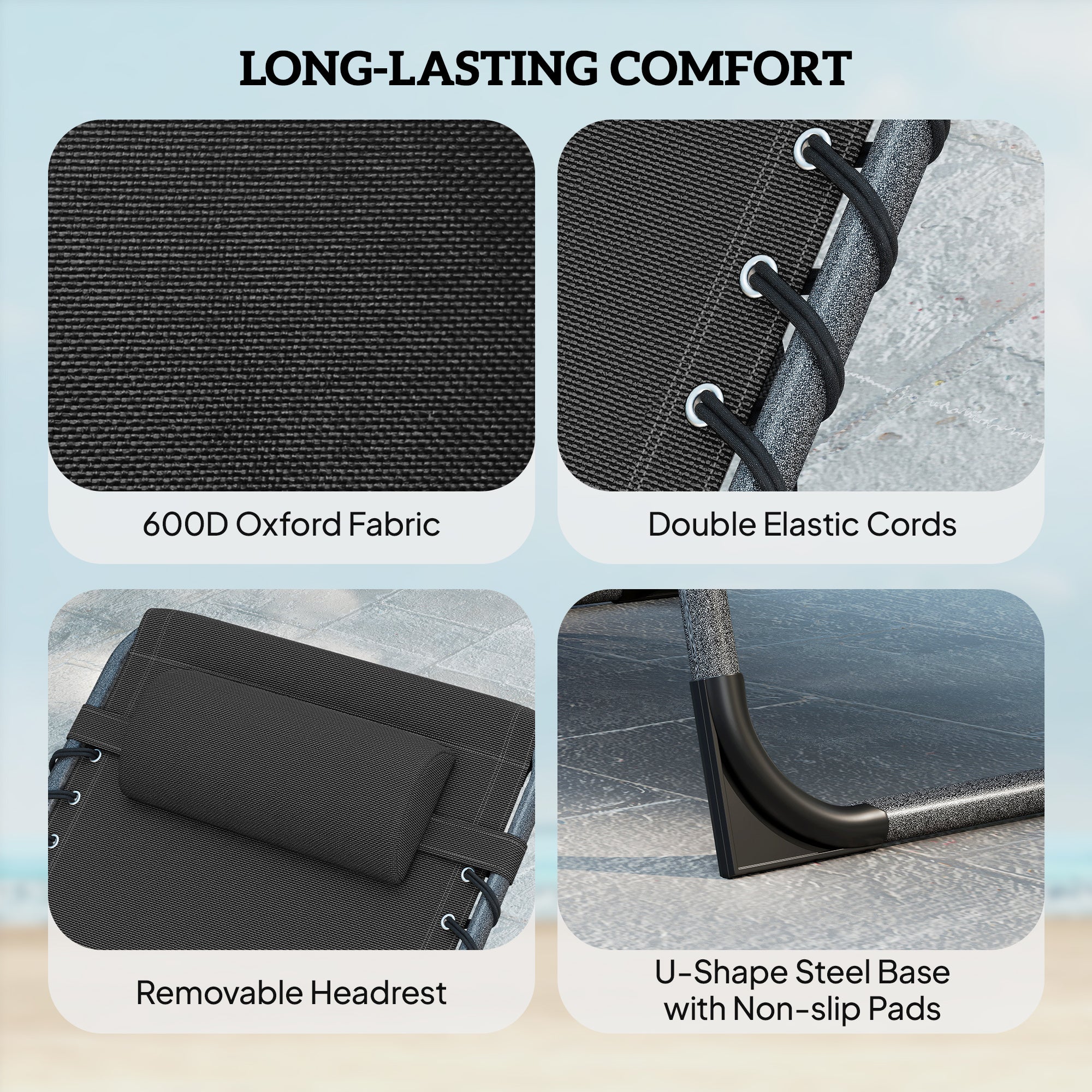 Five-Position Reclining Sun Loungers Set of 2 - Black
