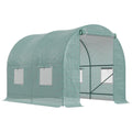 Reinforced Walk-In Polytunnel Greenhouse 2.5x2m with Roll-Up Door & Zipped Windows - Green