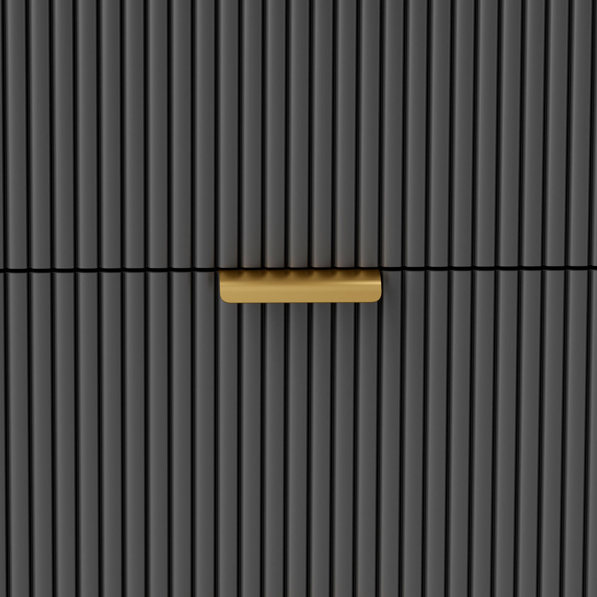 Elegant Four-Drawer Bedside Table with Gold Handles - Black
