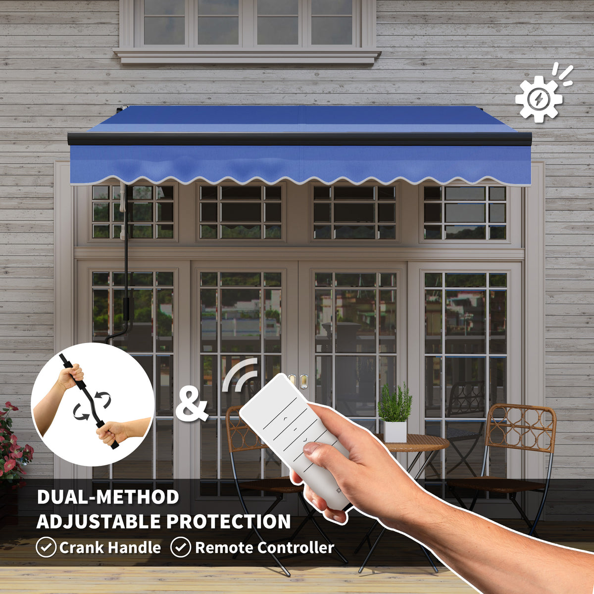 2.5 x 2m Electric Retractable Awning with LED Light - Blue