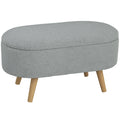 Teddy Fleece Storage Ottoman with Pine Legs - Grey