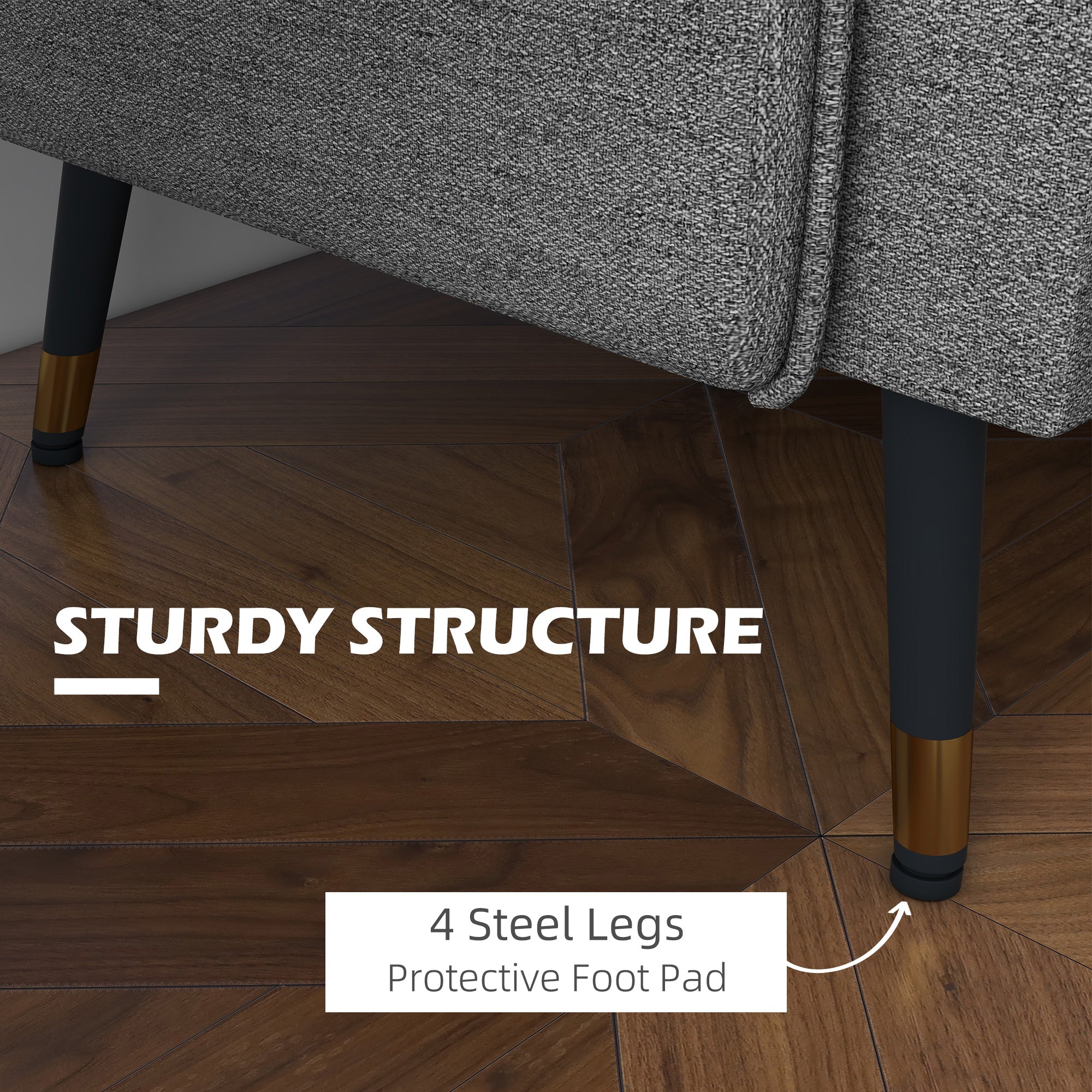 Modern Two Seater Sofa, Button Tufted Loveseat with Cushions and Steel Legs for Living Room, Guest Room, Dark Grey