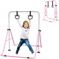 Adjustable Height Foldable Kids Gymnastics Bar with Non-Slip Mats for 3+ Years - Pink