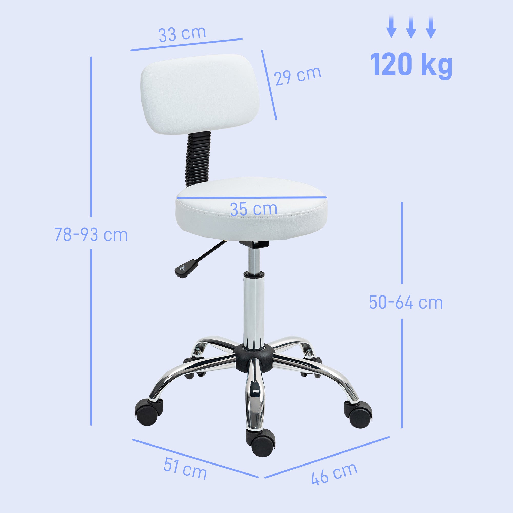 360° Swivel Seat Salon Stool - White