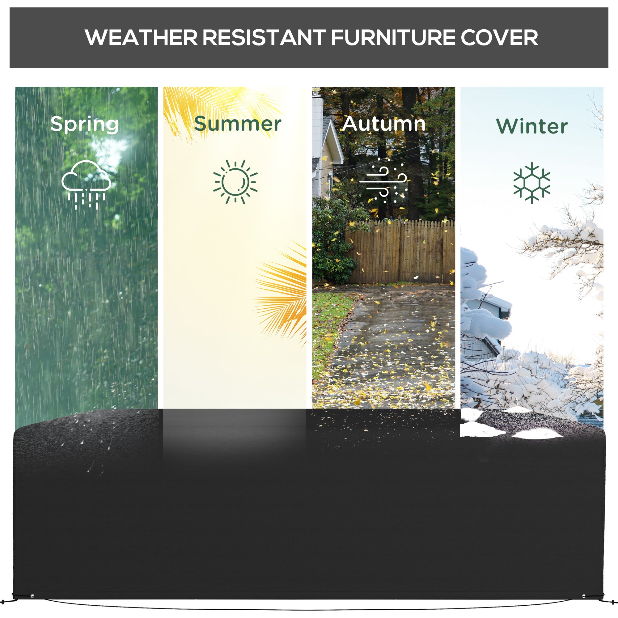 600D Oxford Waterproof Outdoor Garden Furniture Cover for Rectangular Sofa Table Set 245x165x66 cm - Black