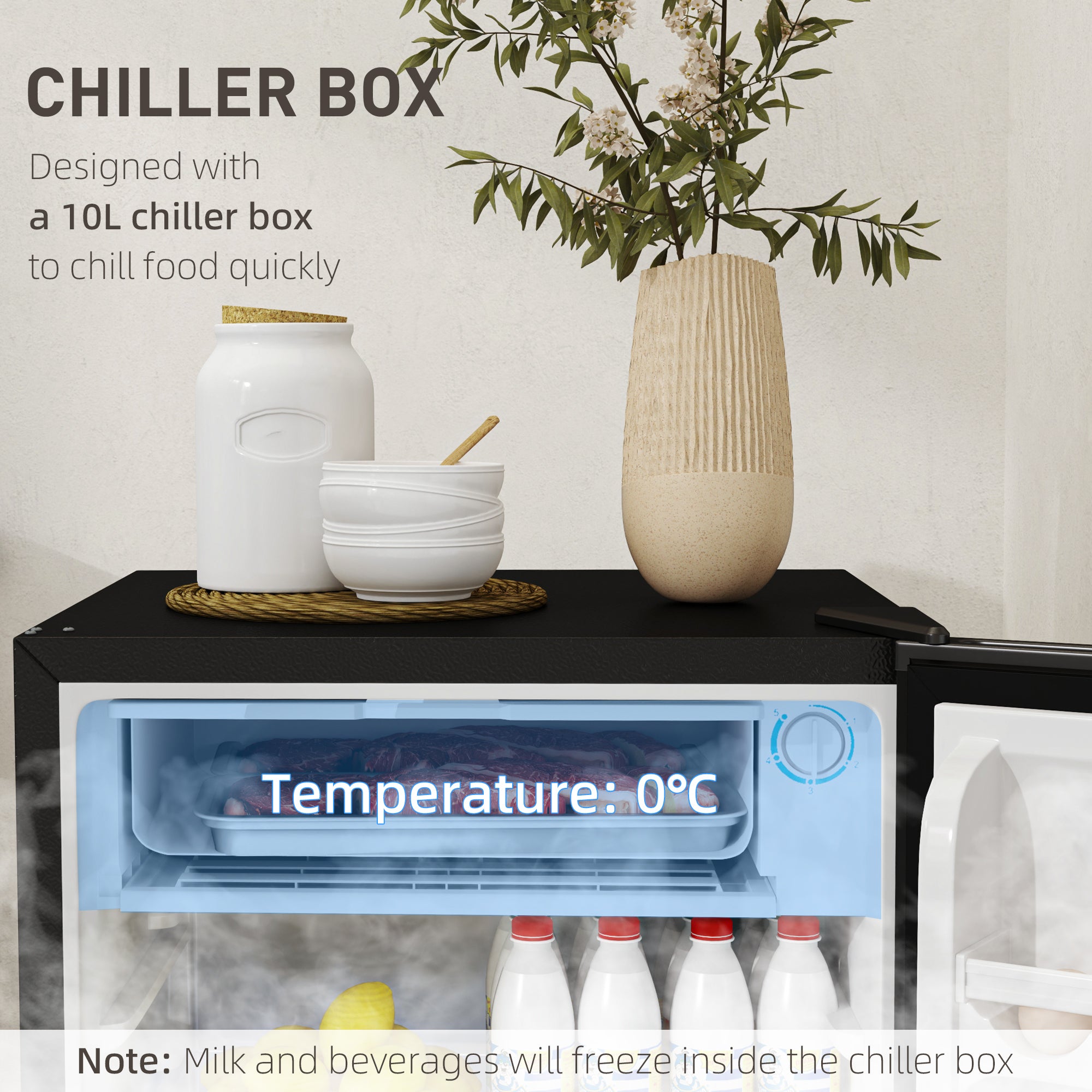 91L Freestanding Under-Counter Fridge with Lock - Black