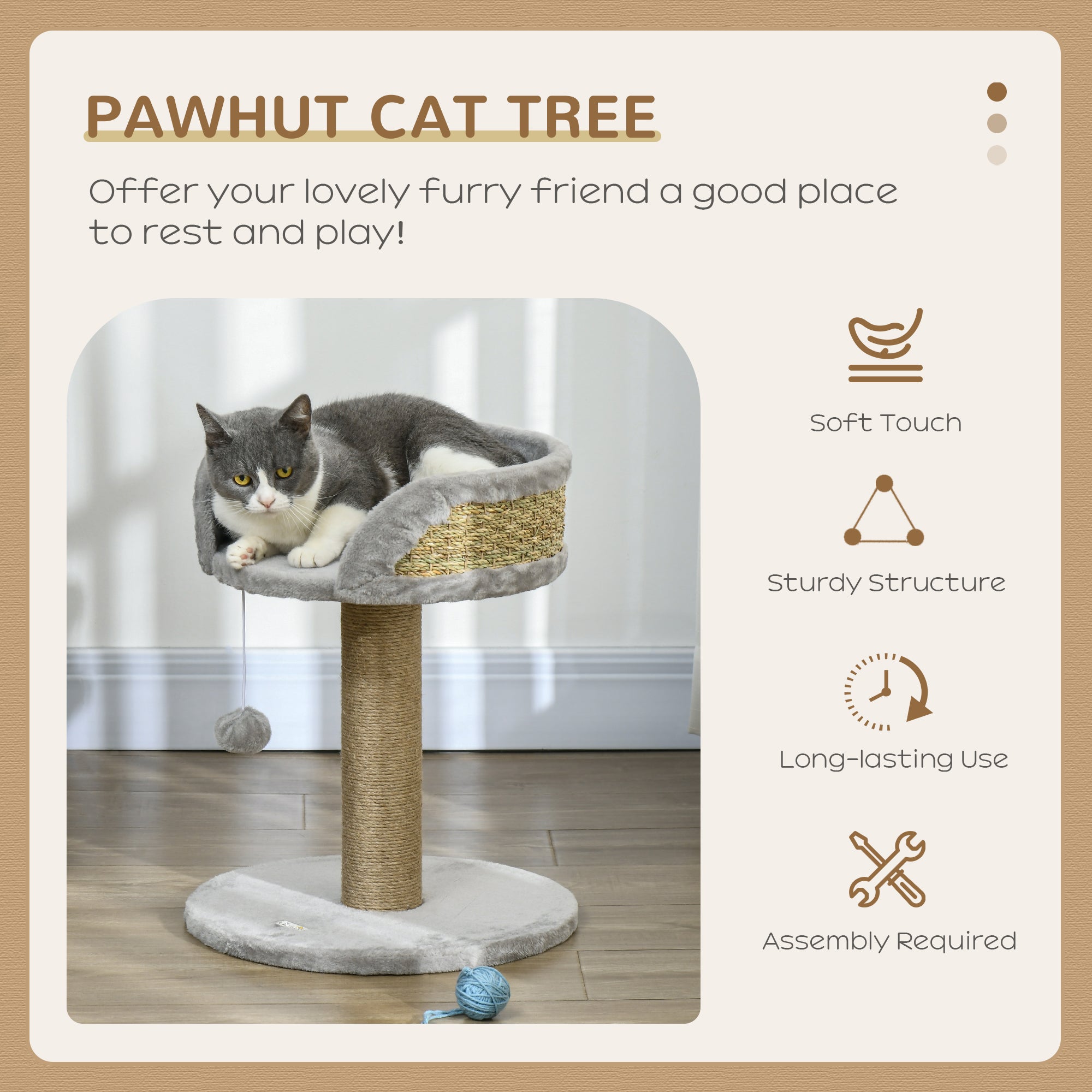 Cat Tree Tower with Scratching Posts, Grey