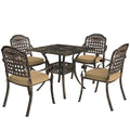 5 Piece Cast Aluminium Garden Dining Set with Cushions - Bronze Tone