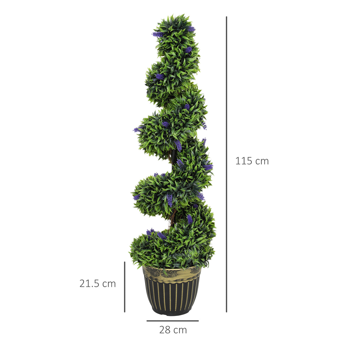 Set of 2 Spiral Boxwood Topiary Trees with Lavender and Pots 115cm - Blue