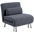 Single Velvet-Feel Sleeper Chair with Adjustable Recline - Charcoal Grey