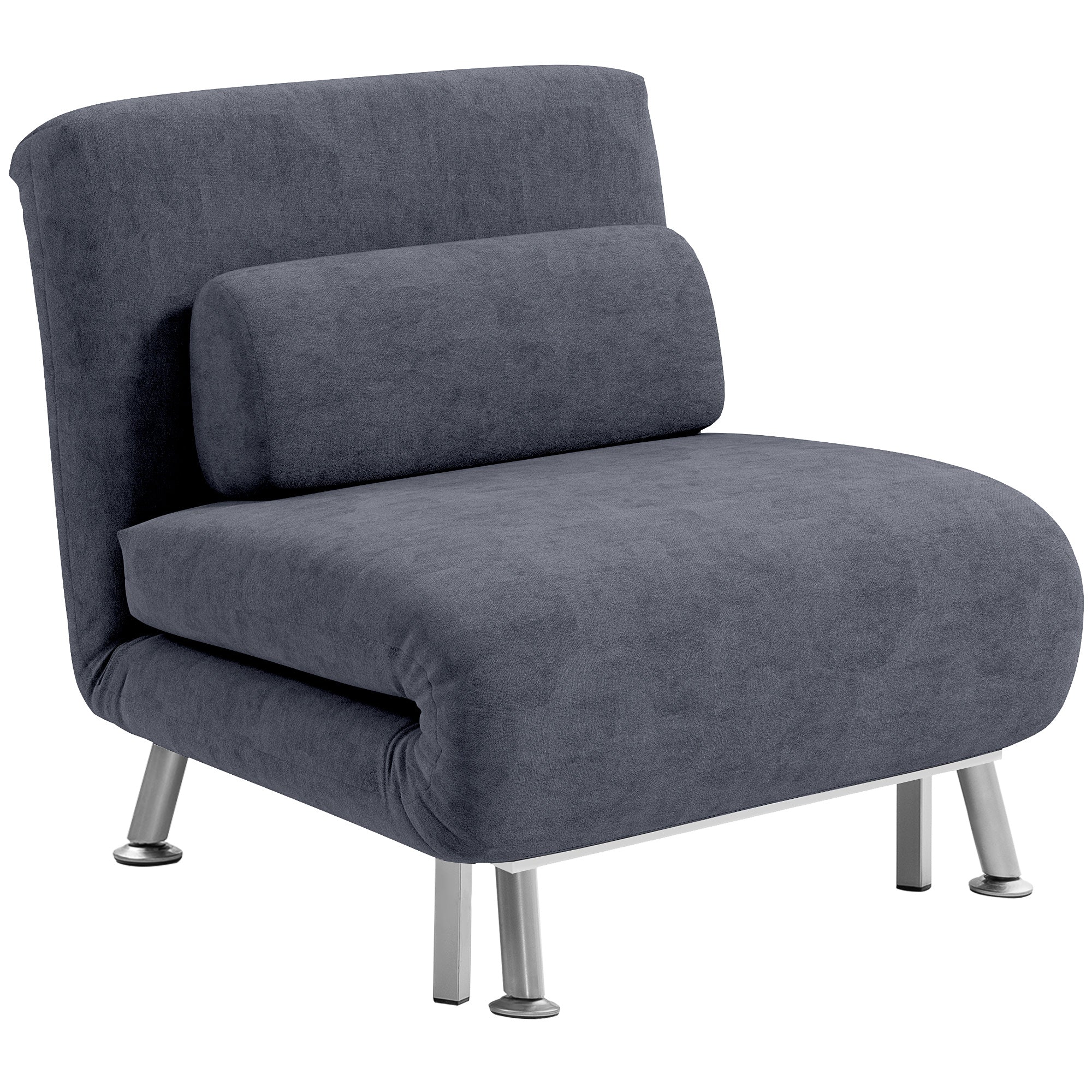 Single Velvet-Feel Sleeper Chair - Dark Grey