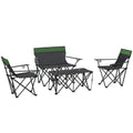 Portable Four-Piece Outdoor Picnic Table Set with Chairs - Olive Green