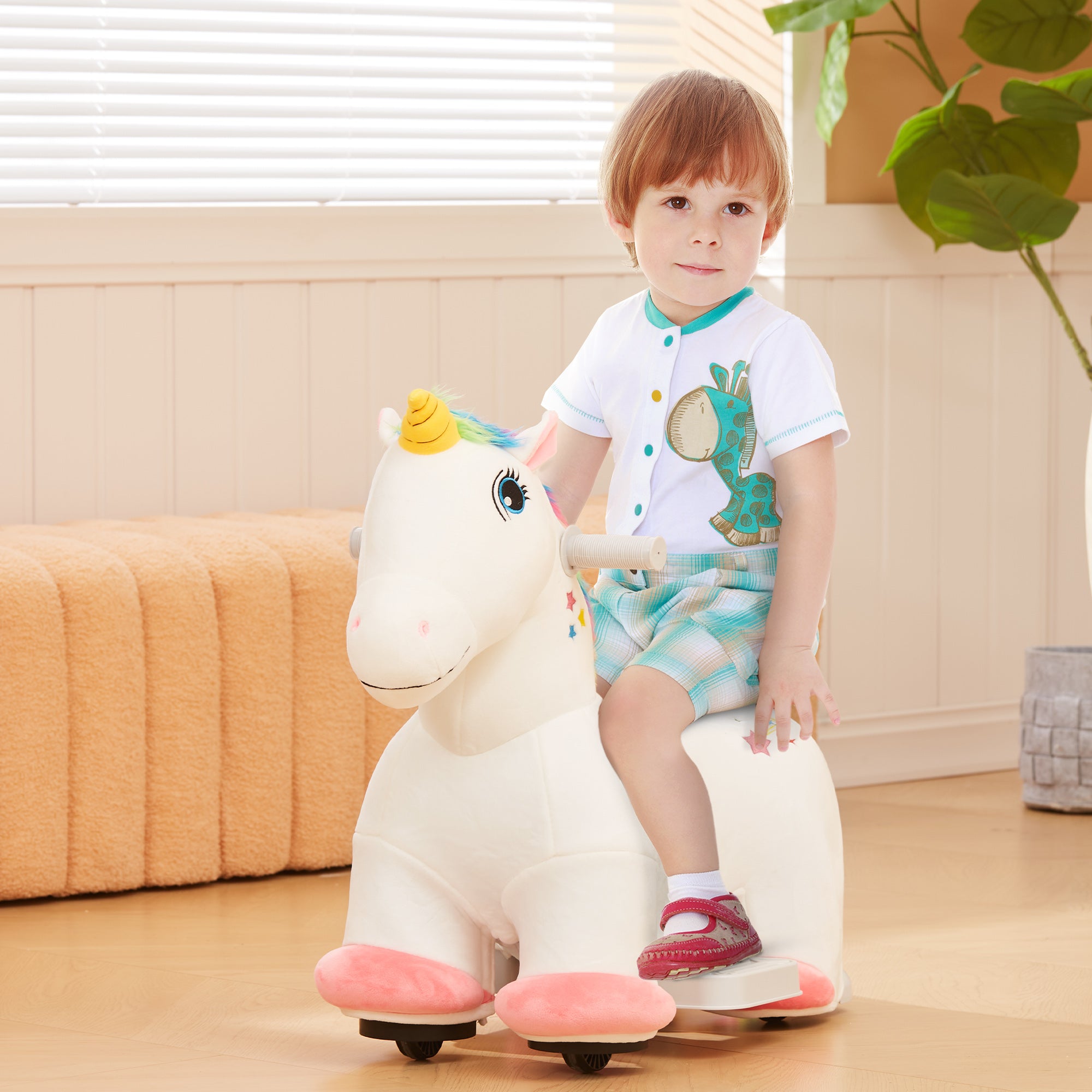 6V Electric Ride on Unicorn, Battery Powered Kids Ride on Animal Toy with Music Forward Control, for 18-36 Months