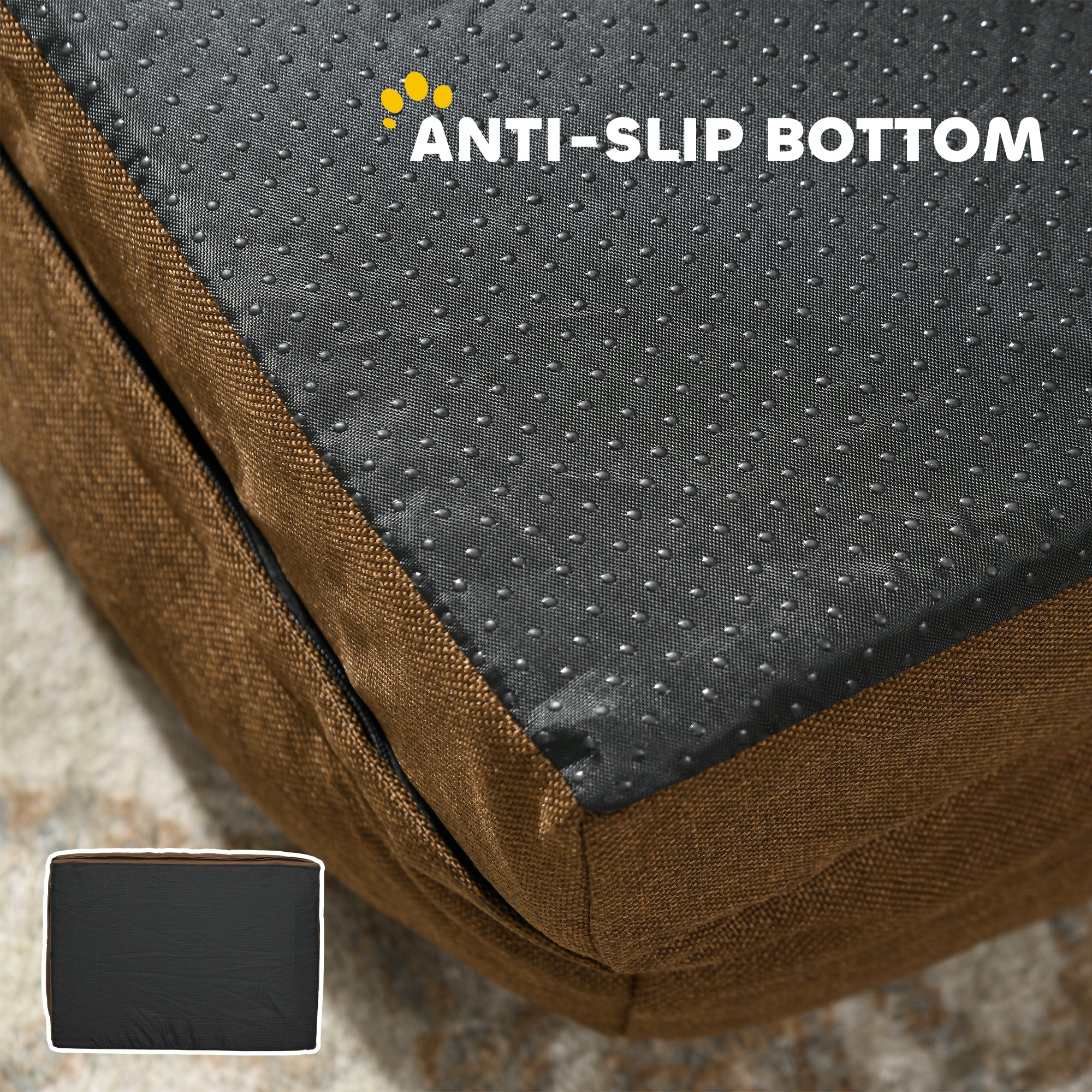 Calming Dog Bed Pet Mattress w/ Removable Cover, Anti-Slip Bottom, for Large Dogs, 120L x 80W x 22Hcm - Brown