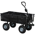 114L Steel Frame Garden Cart Trolley with Waterproof Bag - Black