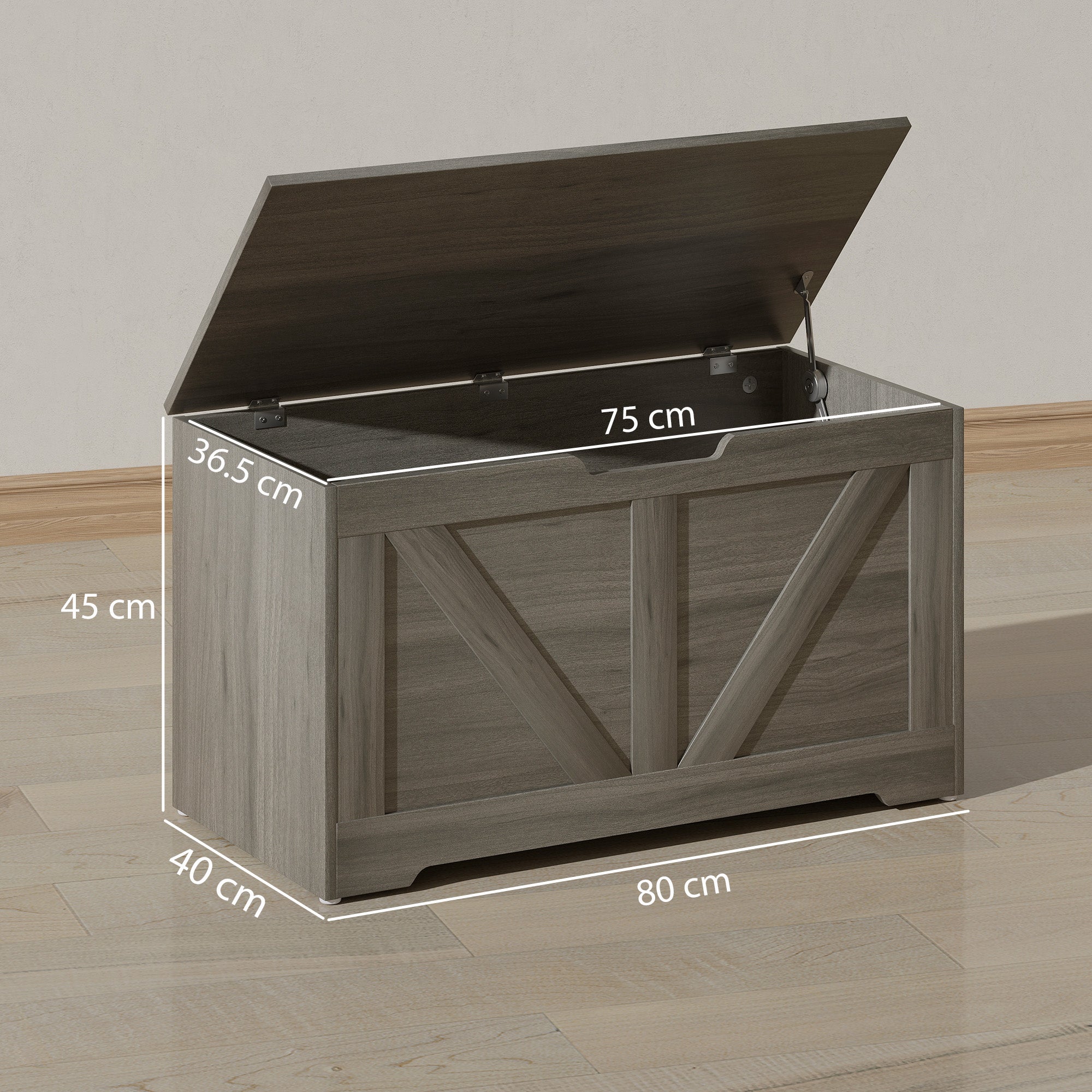 100L Home Storage Box, with Safety Hinges - Charcoal Grey
