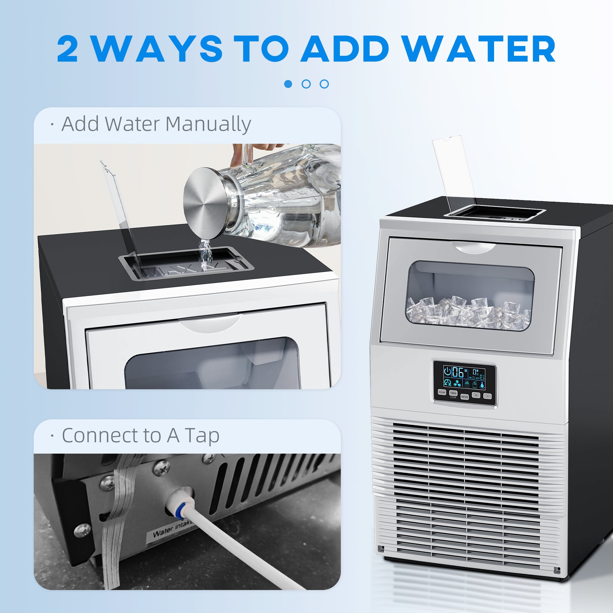 Commercial Ice Maker Machine 30kg/24h with Digital Control, Self-Cleaning & Ice Scoop, 4kg Storage - Silver Black