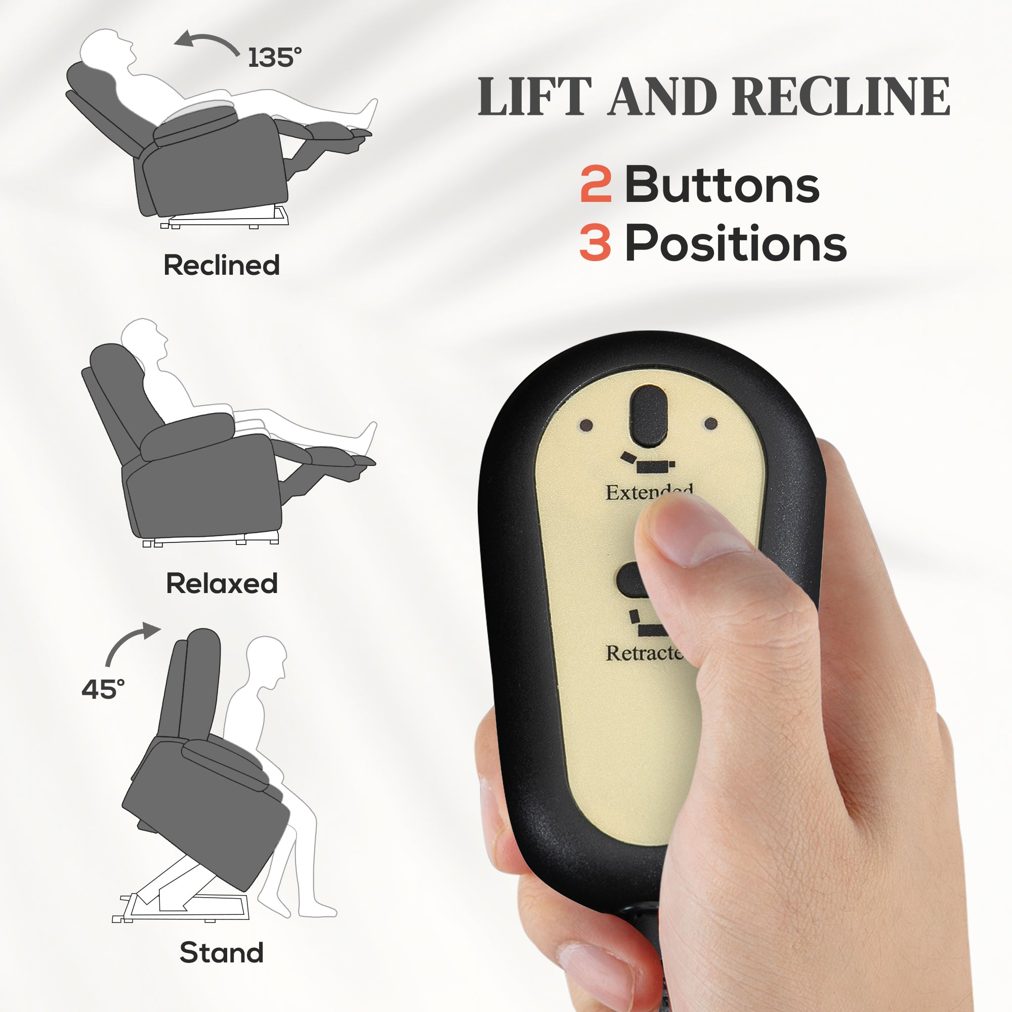 Velvet-Feel Electric Lift-and-Recline Massage Armchair, with Remote - Grey