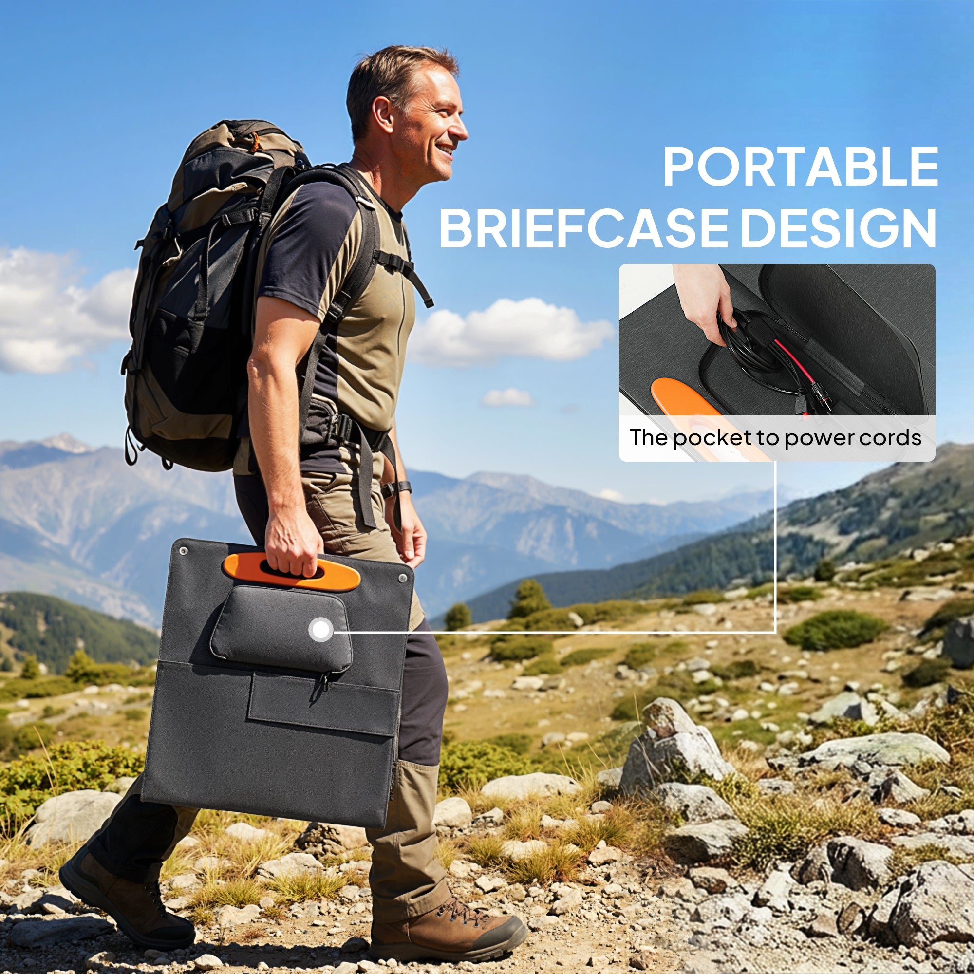 100W Portable Solar Panel, Foldable Solar Charger with USB-A & USB-C Fast Charging Output, IP67 Waterproof for Mobile Phone Power Bank Flashlight Fans Camping Backpacking Hiking