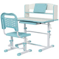 Height Adjustable Kids Study Table and Chair Set with Storage - Blue