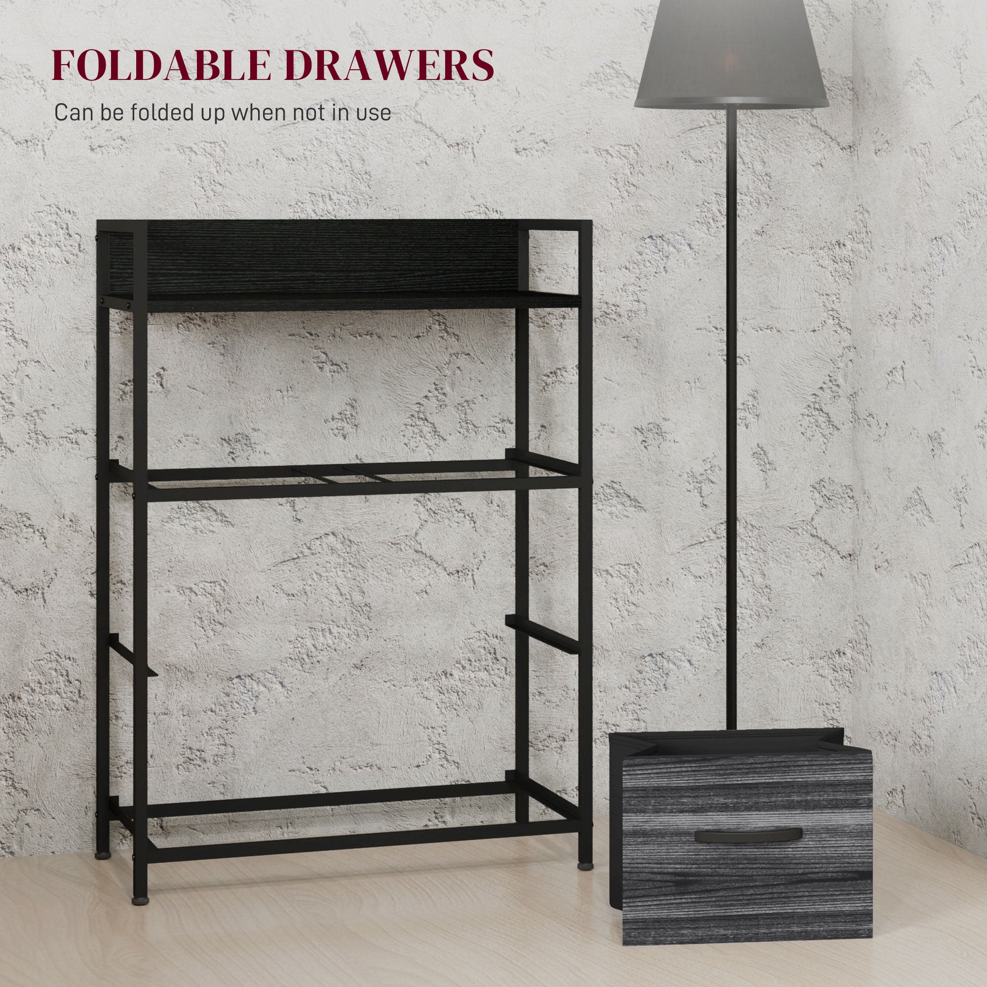 Rustic Chest of Four Fabric Drawers - Black