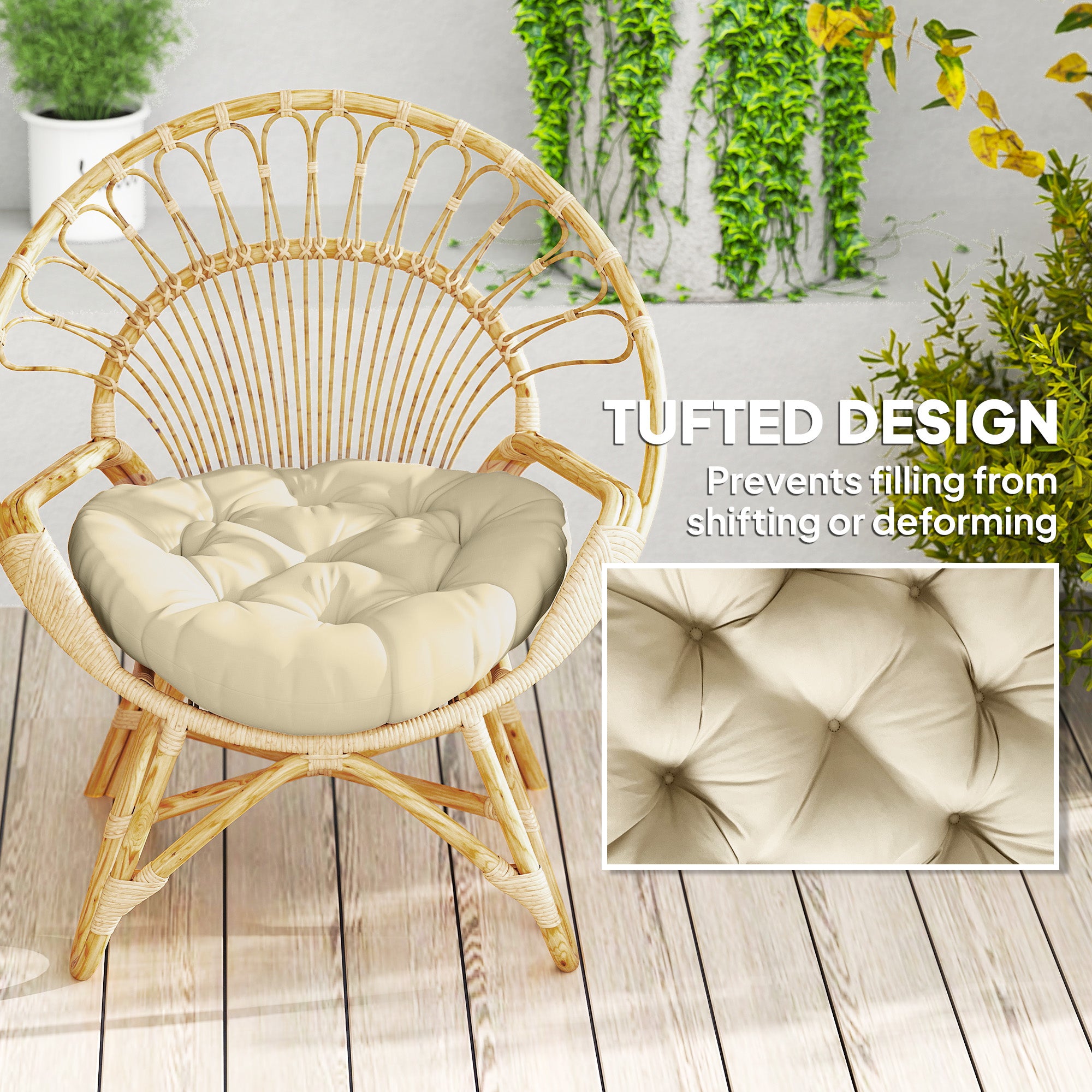 Set of 2 Outdoor Cushions 60cm Beige Cotton Filled UV Protected