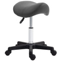 Adjustable PU Leather Saddle Stool with Steel Frame and Wheels for Salon, Spa, Tattoo - Grey