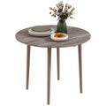 Folding Round Drop Leaf Dining Table for 4 with Wood Legs - Grey