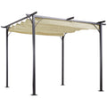 Retractable Canopy Metal Pergola Gazebo 300x300cm with UV Resistant Roof - Beige
