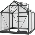 6 x 6 ft Aluminium Frame Greenhouse with Sliding Door & Window - Grey